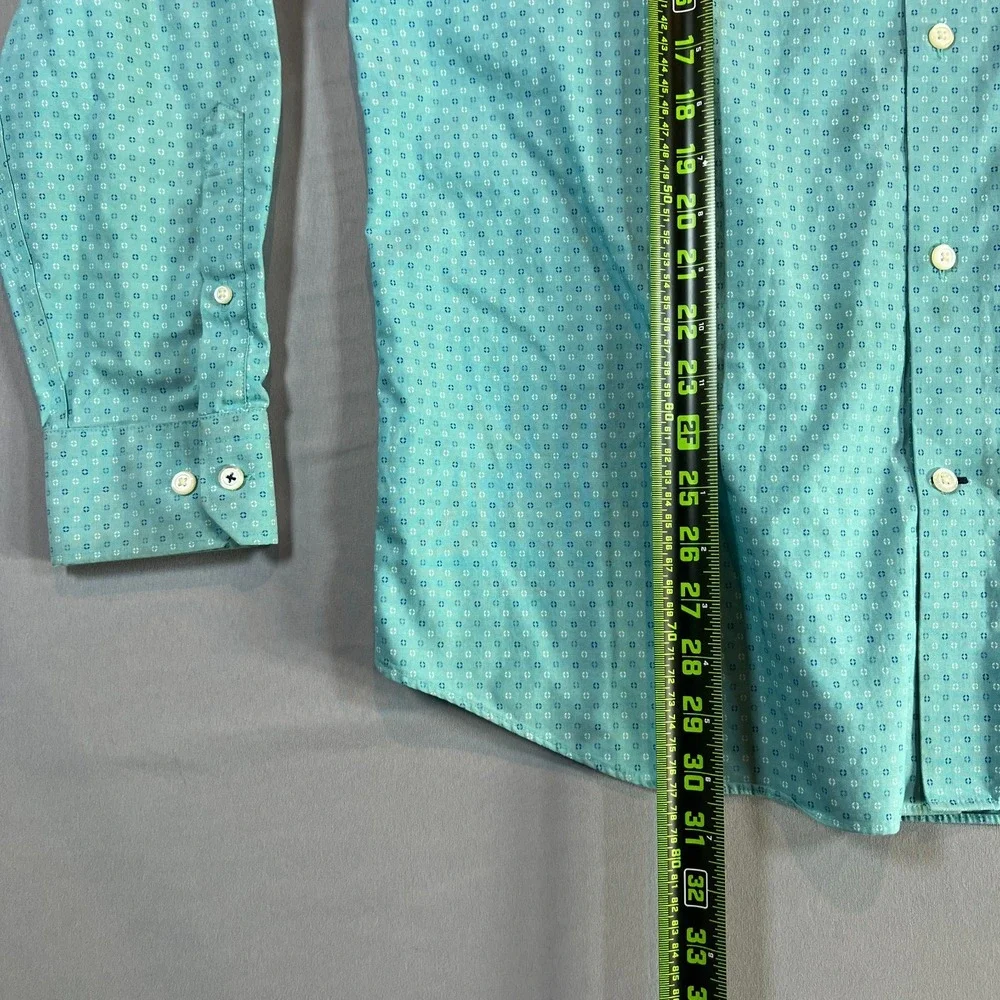 Banana Republic Dress Shirt Mens L 16-16.5 Aqua Cotton Button Up Spread Collar